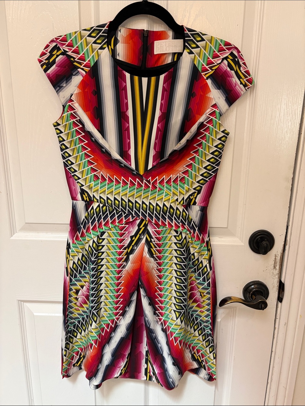 Peter Pilotto Multicolor Geometric Cap-Sleeve Mini Dress
